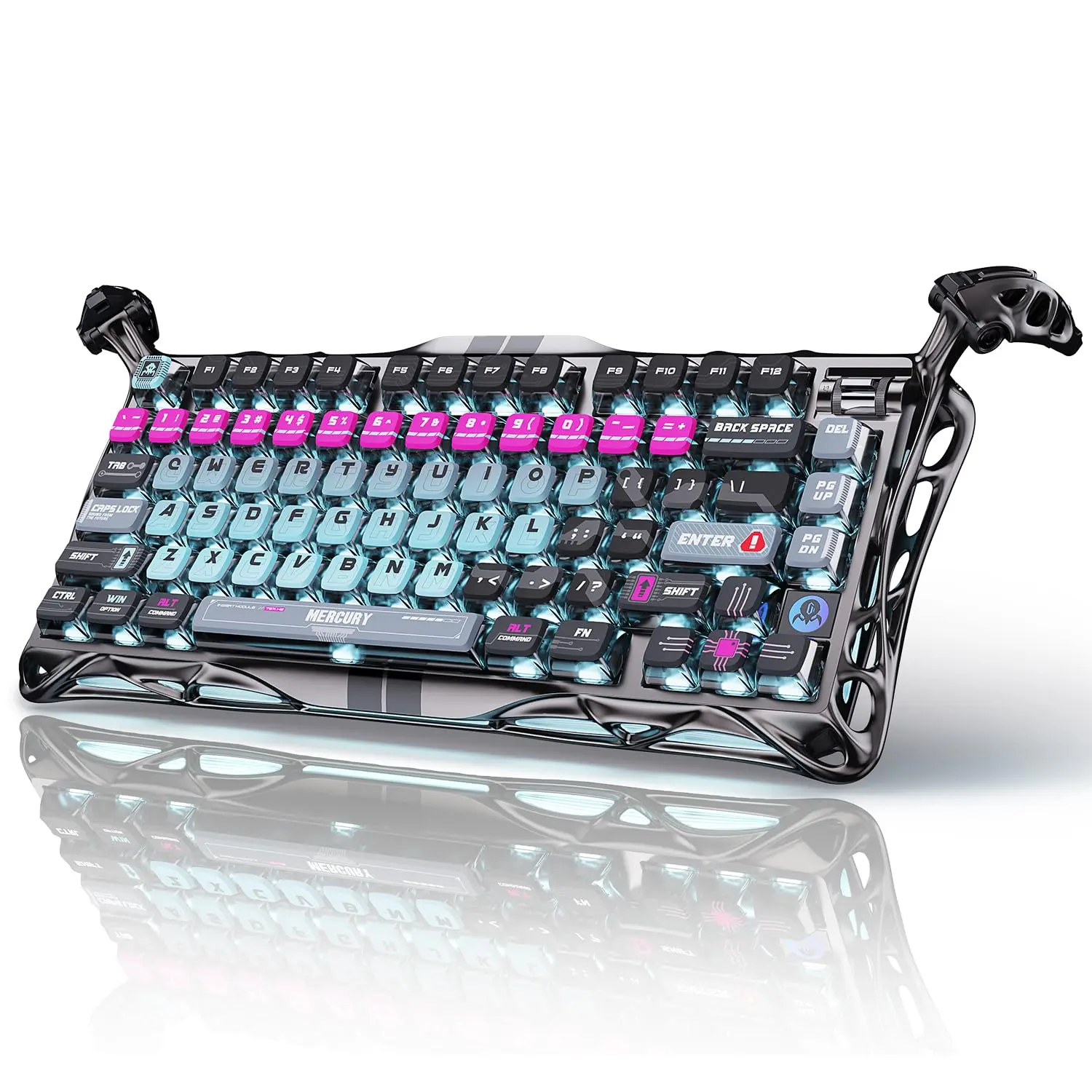 GravaStar Mercury V75 Pro HE Keyboard Cyberpunk – 75% Layout Gaming Keyboard, Hall‑Effect Magnetic Switches, Only Wired, Hot‑Swappable, 8000 Hz Polling, Dual‑Zone RGB, Semi‑Aluminum Frame with Cyberpunk