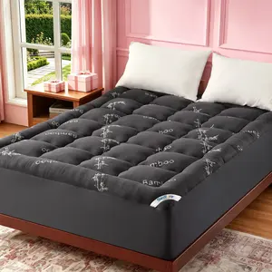 【Summervibes】BEDLORE Bamboo Mattress Topper, Thicken Pillow Top Pad for Comfy Mattresses, Cooling Mattress Cover with 6-18" Deep Pocket, Pressure Relief Bedding Protector for Home & Hotel