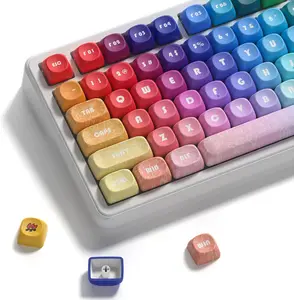 WOMIER PBT Keycaps MOA Profile for 61/68/84/87/98/100 Cherry Gateron MX Mechanical Keyboards Colorful Custom Dye-Sublimation Rainbow Colors