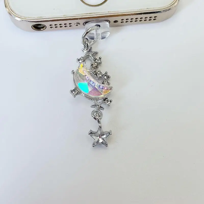 Moon & Star Design Mobile Phone Dust Plug, 1 Count Smartphone Charging Hole Dust Plug, Mobile Phone Parts For iPhone 5-14 Pro Max or Type-C Phones