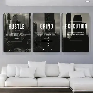 Inspiring wall decoration poster, Success quotes poster, Black and white printing. Inspiring wall decoration poster set of 3 pieces, for office decoration.