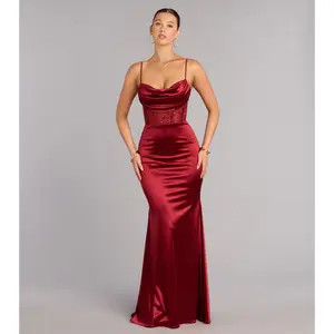 Gigi Satin Sequin Lace Formal Dress