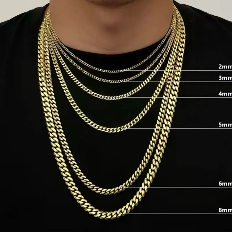Gold Cuban Link Chains, Men's Stainless Steel Hip Hop Statement Necklace for Daily Wear