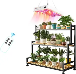 3-Tier Rolling Shelf plant stand with LED Grow Light (1000W) with Remote Control, Indoor Growing System