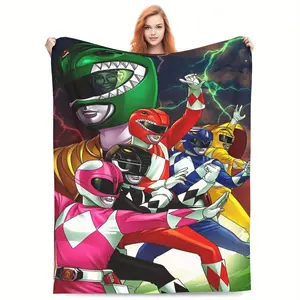 Cozy Power Rangers-Inspired Flannel Throw Blanket - Soft, Warm & Perfect for Napping, Air Conditioning Comfort, Ideal Gift for Home & Travel