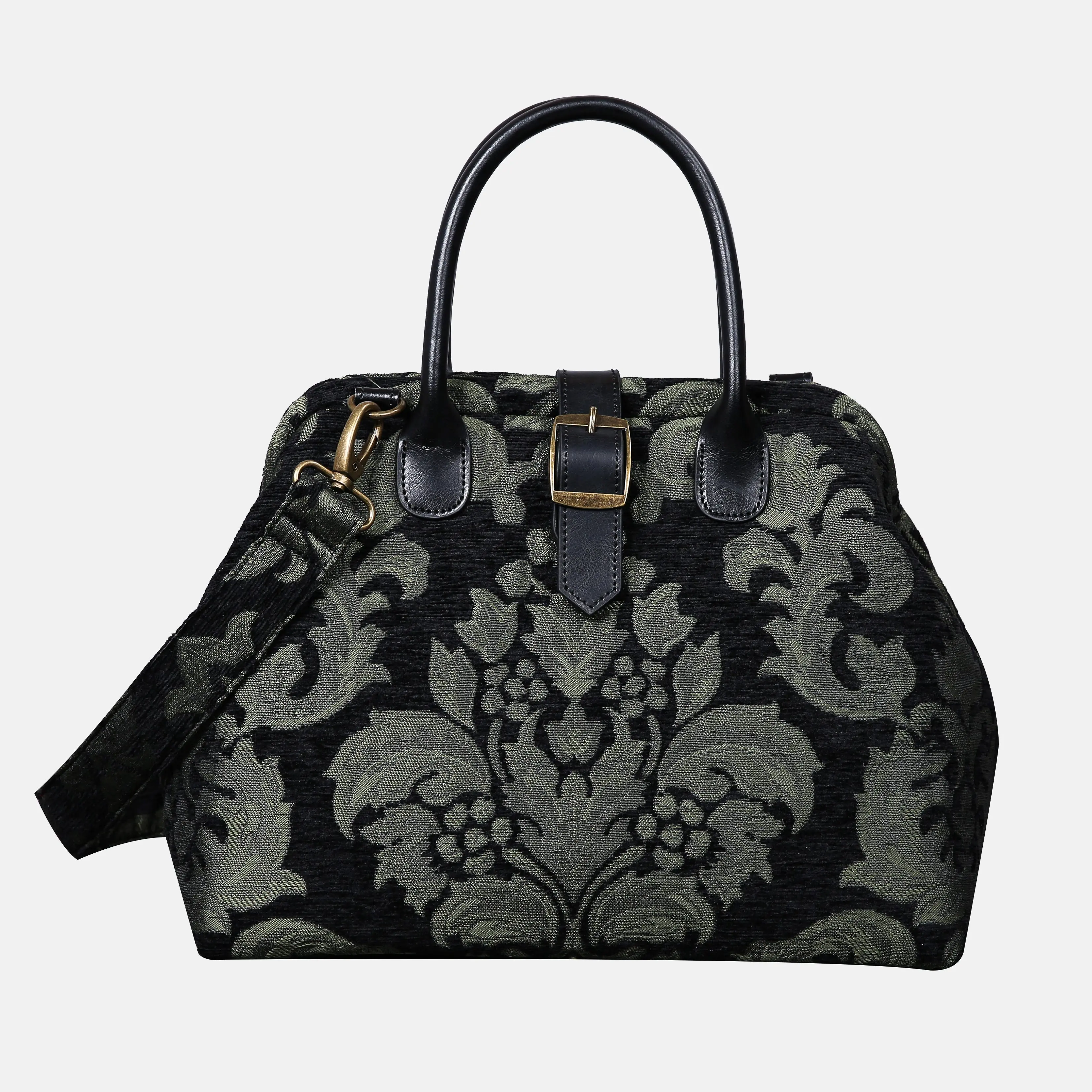 Victorian Blossom Black/Green Carpet Handbag Purse