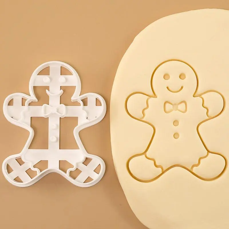 3.03 in Large Festive Gingerbread Man Cookie Cutter - Full-Size Christmas Baking Mold Family Kit, Kitchen Bakeware Supplies for Biscuit Making, Suitable for All Ages, No Sharp Edges