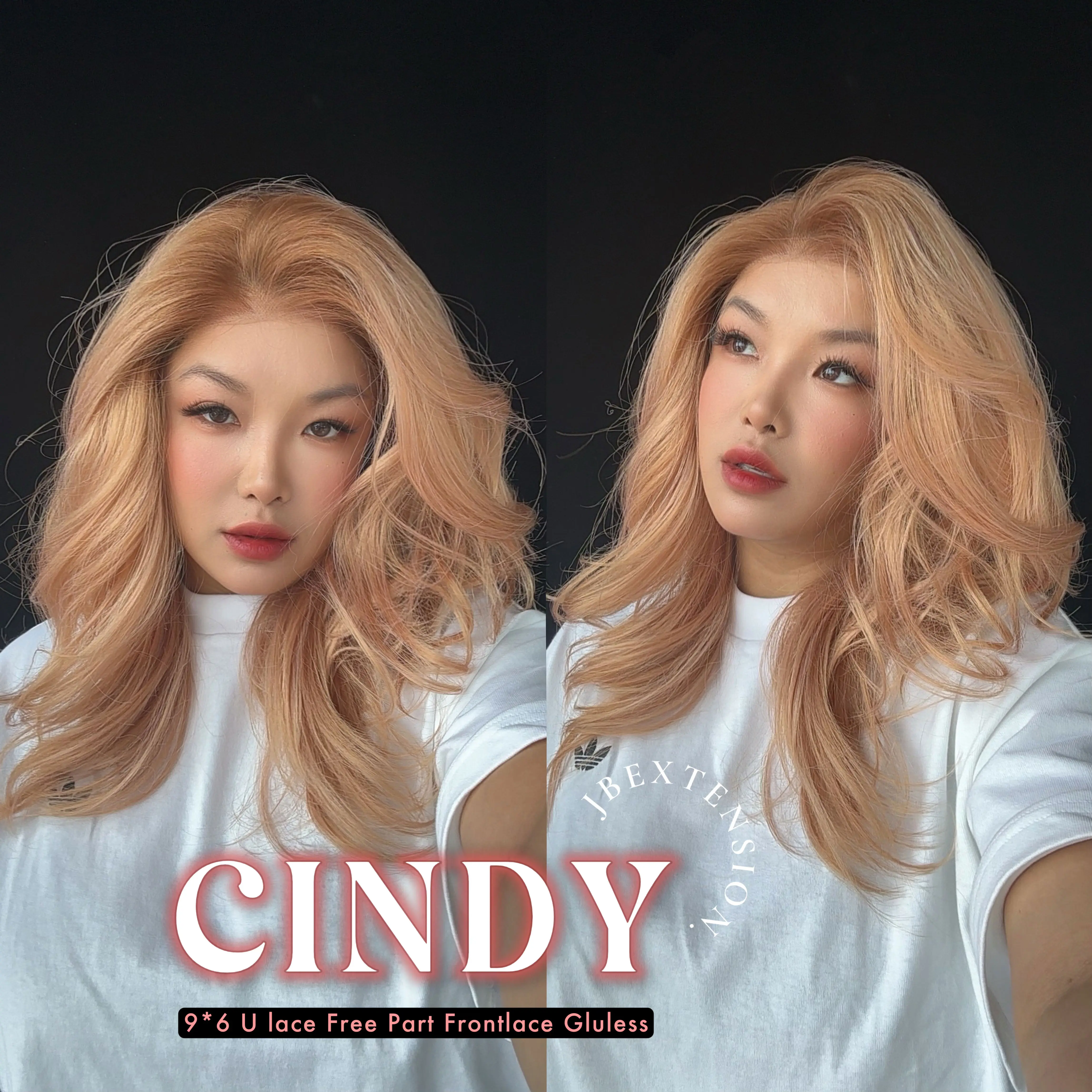 JBEXTENSION 20 Inches Strawberry Blonde Curly Pre-Cut 9X6 U Lace Free Part Frontlace Glueless Wig CINDY