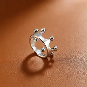 Sterling Silver 925 Princess Crown Ring Electroform Jewelry-Size6-10inch