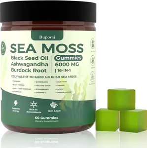 Sea Moss Gummies 16-1, Black Seed Oil Ashwagandha Turmeric Bladder Wrack Vitamin C Vitamin D3 Elderberry Manuka Dandelion Yellow Dock Apple Cider Vinegar for Men & Women
