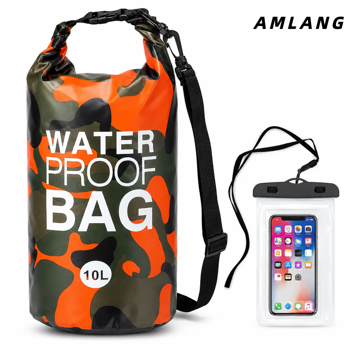 10L waterproof dry bag. This backpack can keep your equipment dry when using kayaks, rafting, rowing, swimming, camping, hiking, beach activities, and fishing. It comes with a waterproof phone case.