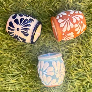 Mini Candle Talavera Terracotta Candle with Arroz Con Leche Scent - Decorative Scent for Home Decor