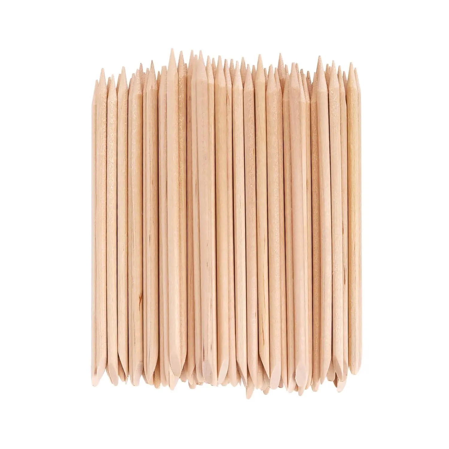 100PCS 4.5-Inch Orange Wood Nail Sticks, Dual-Headed Cuticle Pusher & Remover Manicure Tools for Home, Salon Use (Beauty & Personal Care Waxing Spatulas)
