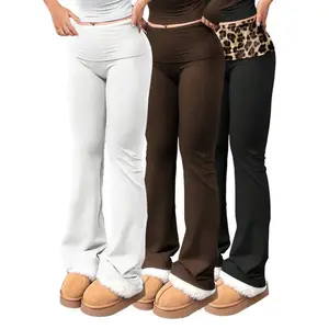 3pcsSetWomen'sYogaPantsforGymWorkoutElasticWaistFlareBootcutStraightLegGrayMulticolorCasualAthleticStretchableBottomsforSchool