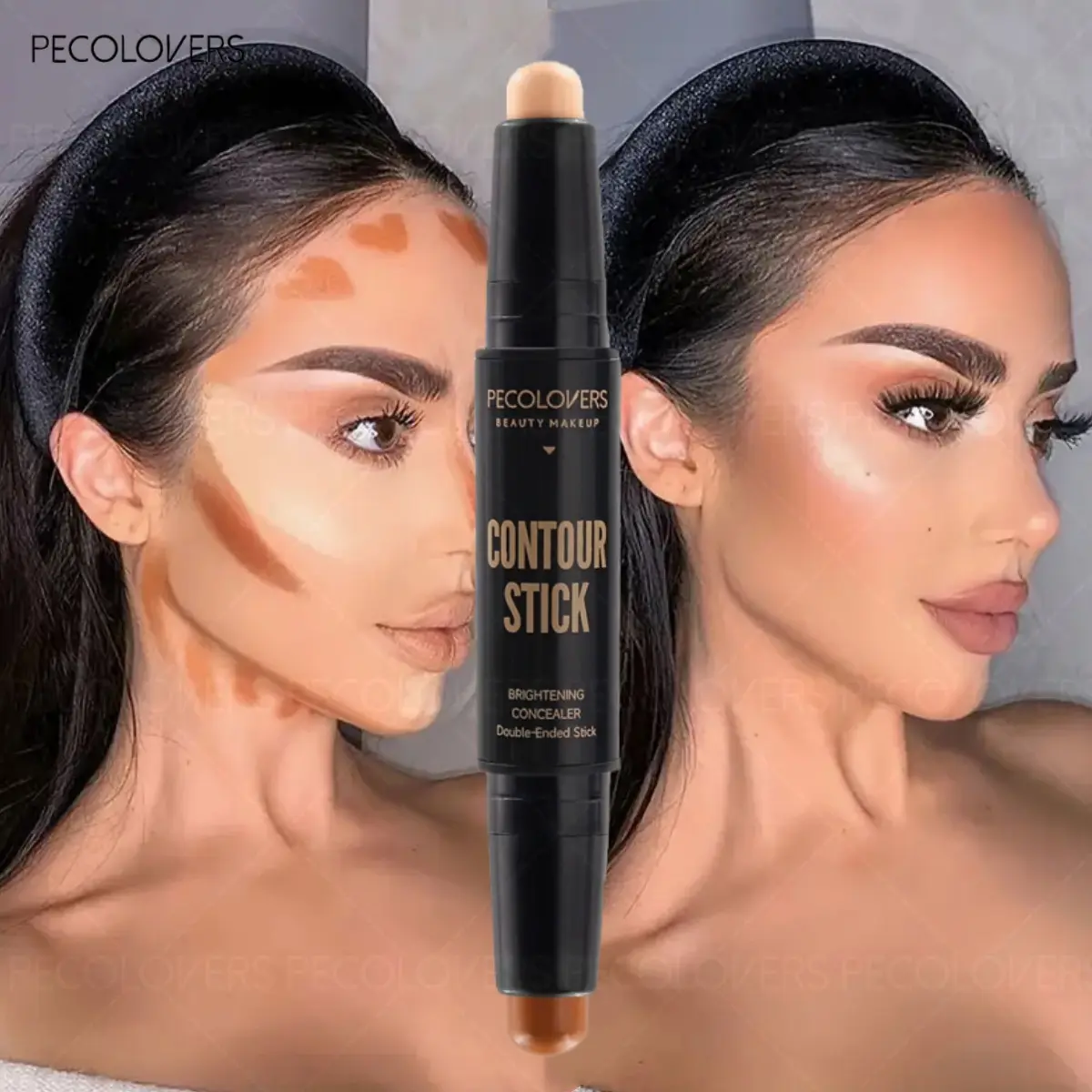 Waterproof Contour Concealer Stick Double-head Brightening Contouring Buildable Bronzer Stick Natural Bronzed Glow Moisturizing Facial Contouring Makeup Bronzing Stick Perfect Valentine's Day Mother's Day Gift for Women Contouring Sticks