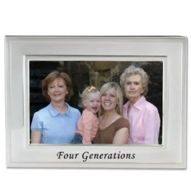 212 MAIN Sentiments Brushed Metal 4x6 4-Generations Heavyweight Metal Picture Frame - High Quality Embossed Art Display Frame with Easel Back, Baby & Maternity Wall Decor, Photo