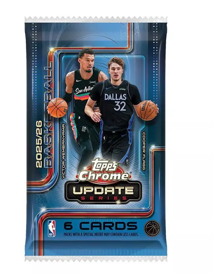 Sealed Pack (6 Cards) From Mega Box: 2025-26 Topps Chrome Update Basketball Mega Boxes, New Release, Officially Licensed Topps NBA Cards