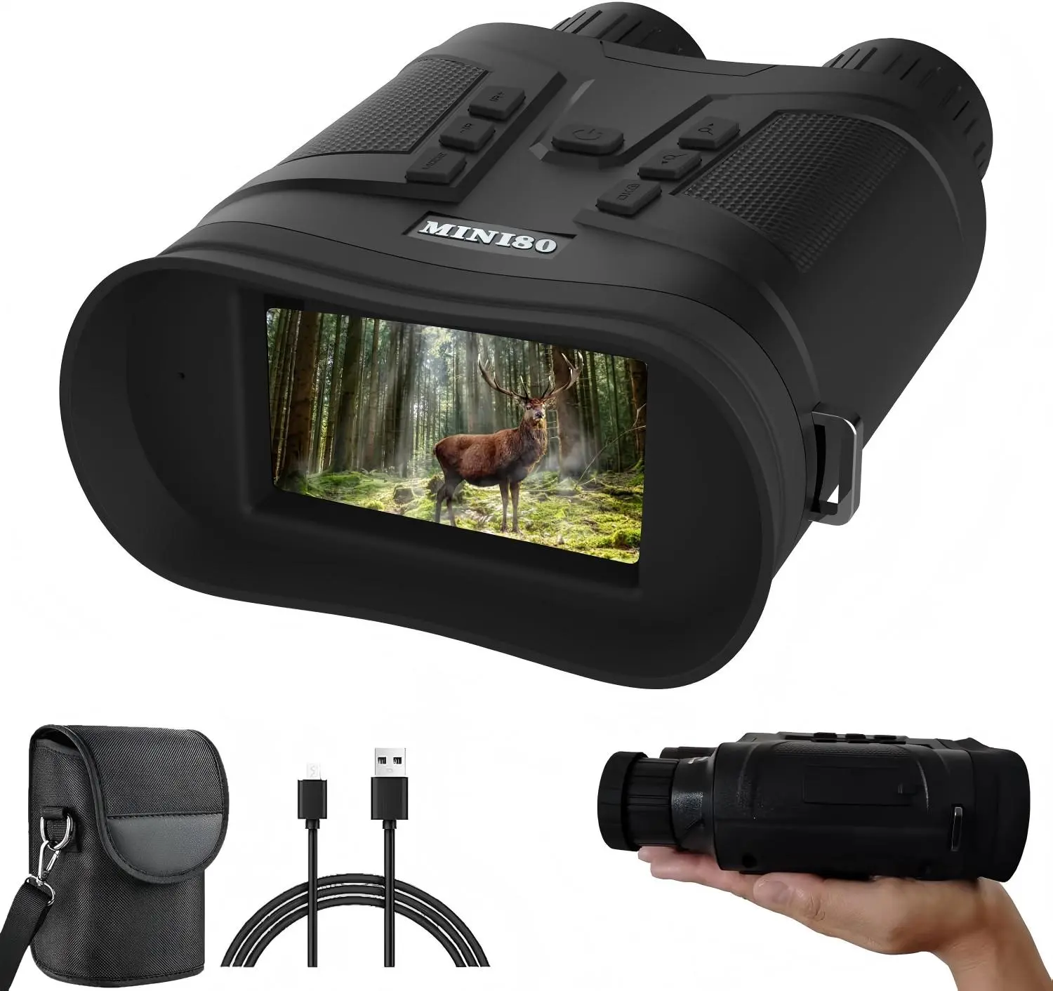 4K Infrared Night Vision Binoculars with 6X Digital Zoom, 6000mAh Rechargeable Night Vision Goggles with Storage Case for Hunting Camping