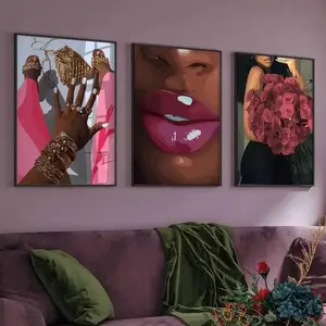 Modern Simple Style Lip Pattern Unframed Poster Wall Art, Wall Decor for Home Living Room Bedroom, Art Wall Decoration