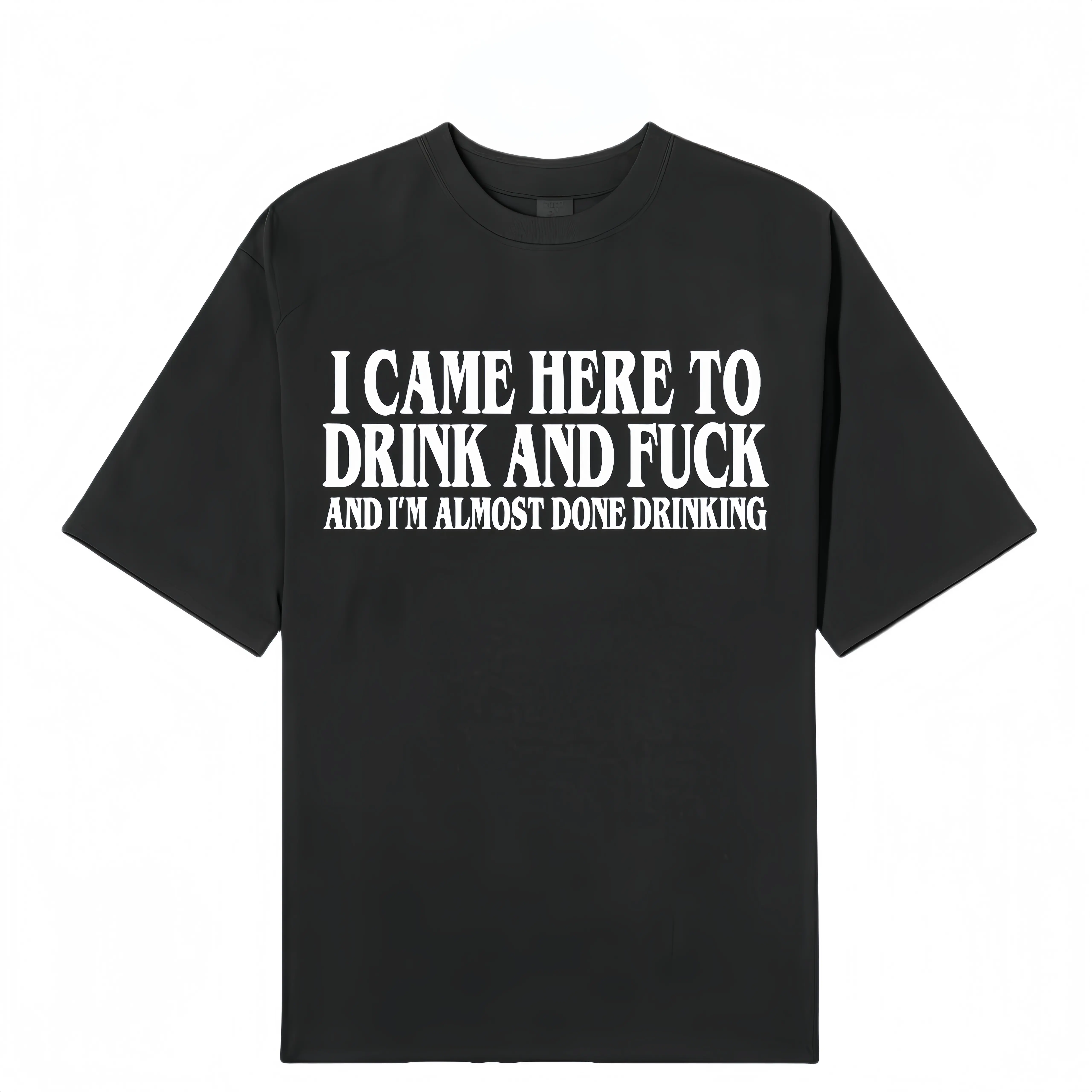Men's Short-Sleeve Round Neck T-Shirt, Funny "I Came Here To Drink And I'm Almost Done" Meme Tee, Y2k Parody Ironic Gift, Casual Fashion Streetwear Top tiktokshopspringglowup,summervibes outdoorfun