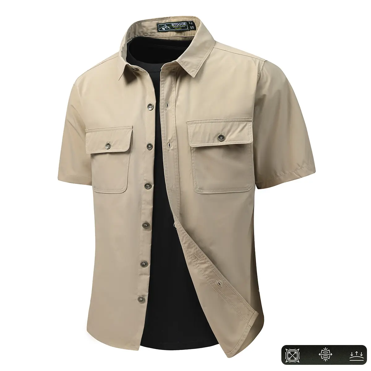 Men’s summer outdoor casual short-sleeve shirt, sportswear, stylish short-sleeve cardigan—suitable for vacations and business occasions; an everyday casual essential.
