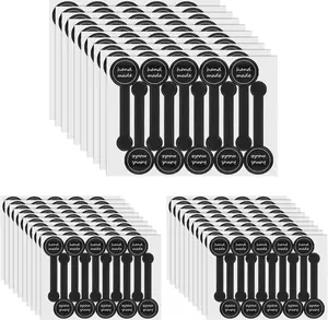 300 count Handmade  Baking Seal Labels, Adhesive Bakery Stickers for Packaging, Black Long Cake Label Stickers for Pastry Bags, Lollipops, Candy, Bread