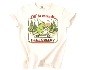 Dad Frog Comfort Colors Shirt Off to Commit Dad Foolery TShirt Funny Frog Scooter Gift For Dad Funny Dada Shirt Pregnancy Announcement Tee