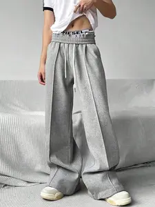Men's Loose-Fit Wide-Leg Pants, Casual Plain Woven Fabric, All-Season Comfortable Design, Perfect for Daily Wear & Outdoor Activities, Menswear