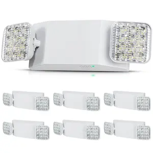 Summervibes VEVOR 6 Pack Commercial Emergency Light, 3W, White LED Emergency Exit Lighting Fixtures with 180 Minutes Backup Battery Adjustable 2 LED Square Head, Ceiling or Wall Mount for Business Power Outages