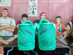 Mint Green Knit-Textured Basketball Shoes, Breathable & Cushioned, Ideal for Teens & Active Users