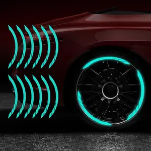 12pcs Reflective Wheel Stickers for Cars, Vehicle, Self-Adhesive Waterproof Vinyl HUB Stickers, Enhance Night Visibility and Safety with External Car Accessories