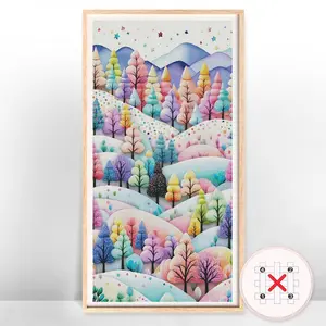 Landscape Pattern Cross Stitch Kit, 11CT Cross Stitch Printed Canvas Tree, DIY Cross Stitch Kit for Beginner, Tree Room Decor