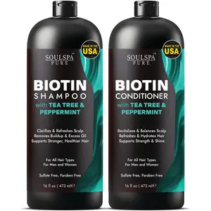 Biotin Shampoo & Conditioner Set with Tea Tree & Peppermint