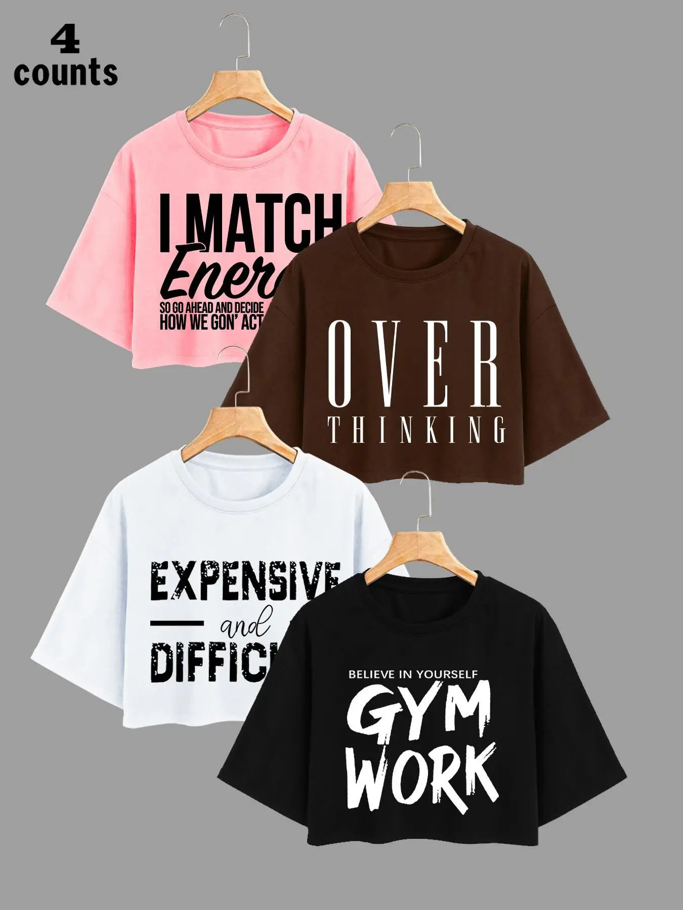 Women's Letter Print Round Neck Crop Tee, Casual Drop Shoulder Short Sleeve T-shirt for Summer, Ladies Clothes for Daily Wear, Cute Tops