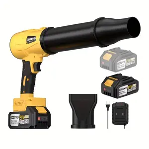 Handheld Cordless Leaf Blower Turbo Fan Electric Blower with 2 Batteries Charger Nozzle Accessories for Outdoor Yard Care