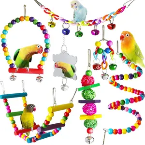 Parrot Toys Premium Birdcage Accessories for Enrichment Ladders, Mirrors, Swings, Bells and Other Bird Toys for Parrots and Small Birds