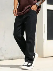Men's All-Season Straight-Leg Jeans, Casual Commuter Streetwear Pants, Slim-Fitting American High Street Style