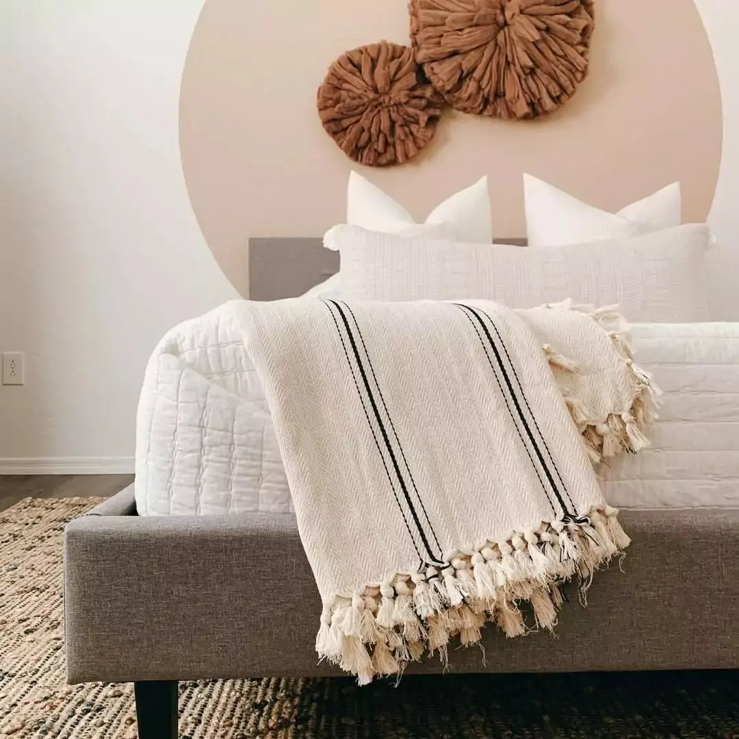 Loomia Lightweight Breathable Blanket  | 108" X 114" 5.8 lbs | Classic Stripe Pattern, Ideal for Bed,Couch, Outdoor Indoor and Travel,Camping, All Seasons
