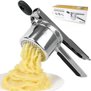 15oz Stainless Steel Potato Ricer - Heavy Duty Mashed Potato Ricer with Silicone Grip, Dishwasher Safe Professional Kitchen Tool for Perfect Mashed Potatoes & Purees