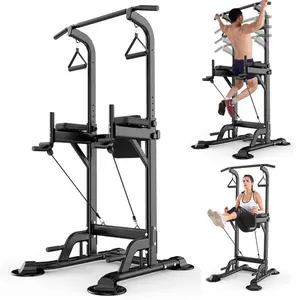 Adjustable Multi-Function Power Tower for Home Gym Pull Up Bar Station with Dip Bar Ab Support for Full Body Strength Training