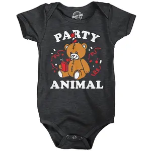 Party Animal Baby Bodysuit Funny Sarcastic Stuffed Animal Graphic Novelty Jumper for Infants Funny Baby Onesies Animal Clothes for Baby Funny Sarcastic Onesie Novelty Onesie Black -