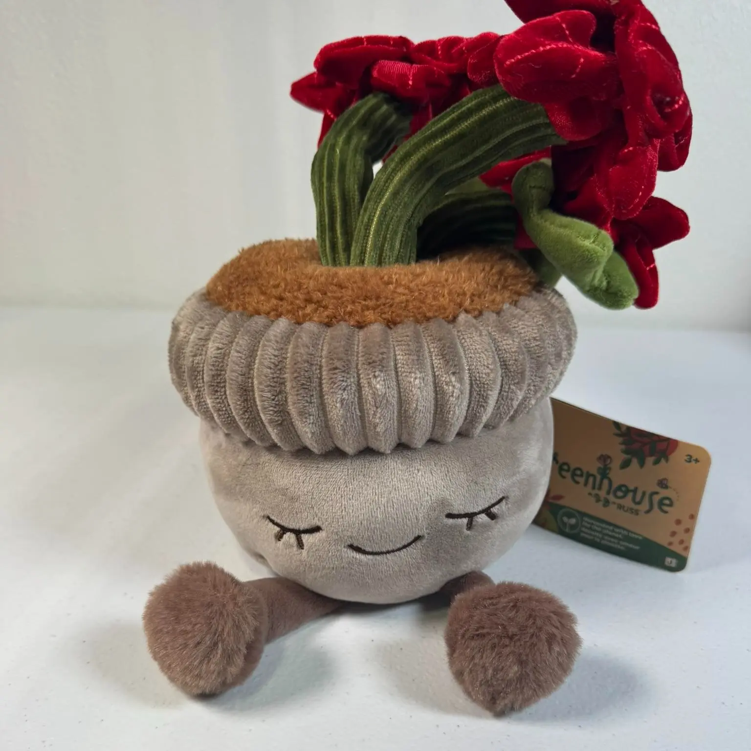 Russ Greenhouse 12-in Plush Poinsettia Plant Stuffed Toy - Huggable Shape, Collectible Fabric Toy