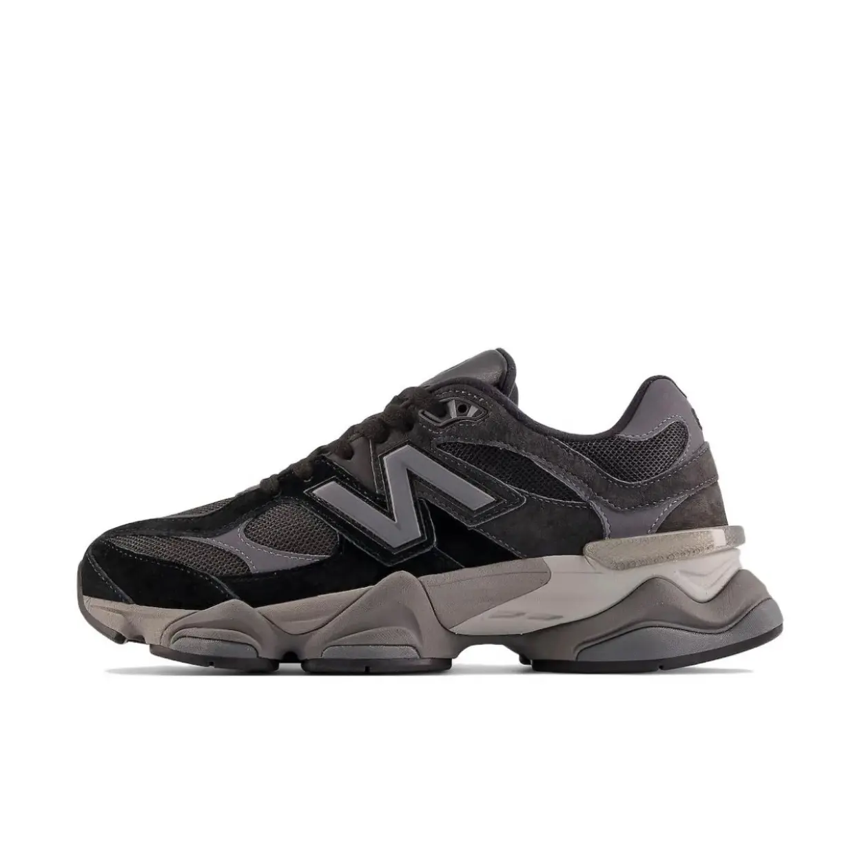 NEW BALANCE 9060 Women's Athletic Fashion Sneakers, Suede & Mesh Cushioned Trainers in Black Grey Castlerock for Daily Wear, Mesh Trainer Shoes, Chunky Fashion Sneakers, Casual Use Sneaker