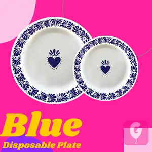 Full Set Talavera Disposable Premium Plates 4 Small/4 Large Full Set Talavera Disposable Premium Plates 4 Small/4 Large