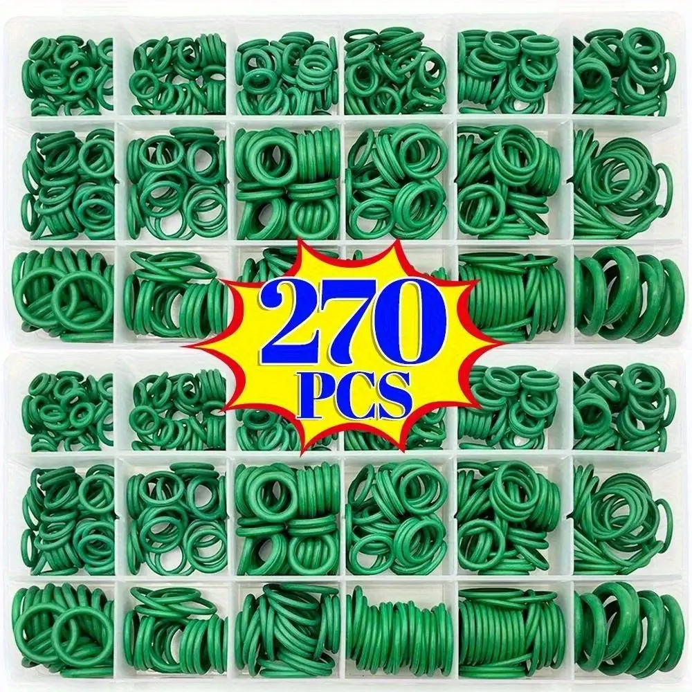 270-Piece High-Quality Rubber O-Ring Set, 18 Sizes Heavy-Duty Multi-Use Sealing Gaskets for Car Plumbing Hvac Pneumatic Systems Car Parts