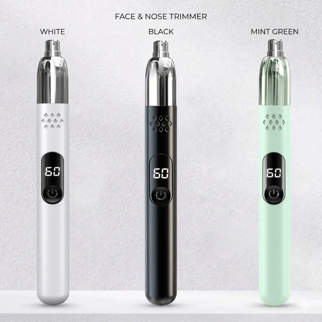 Cordless Rechargeable Nose Trimmer - Portable, LED Display, Detachable Rinseable Head, Painless Ear Hair Taming, for Facial Care (Nasal & Oral Care Essential), Cordless Nose Trimmer, Detachable Head