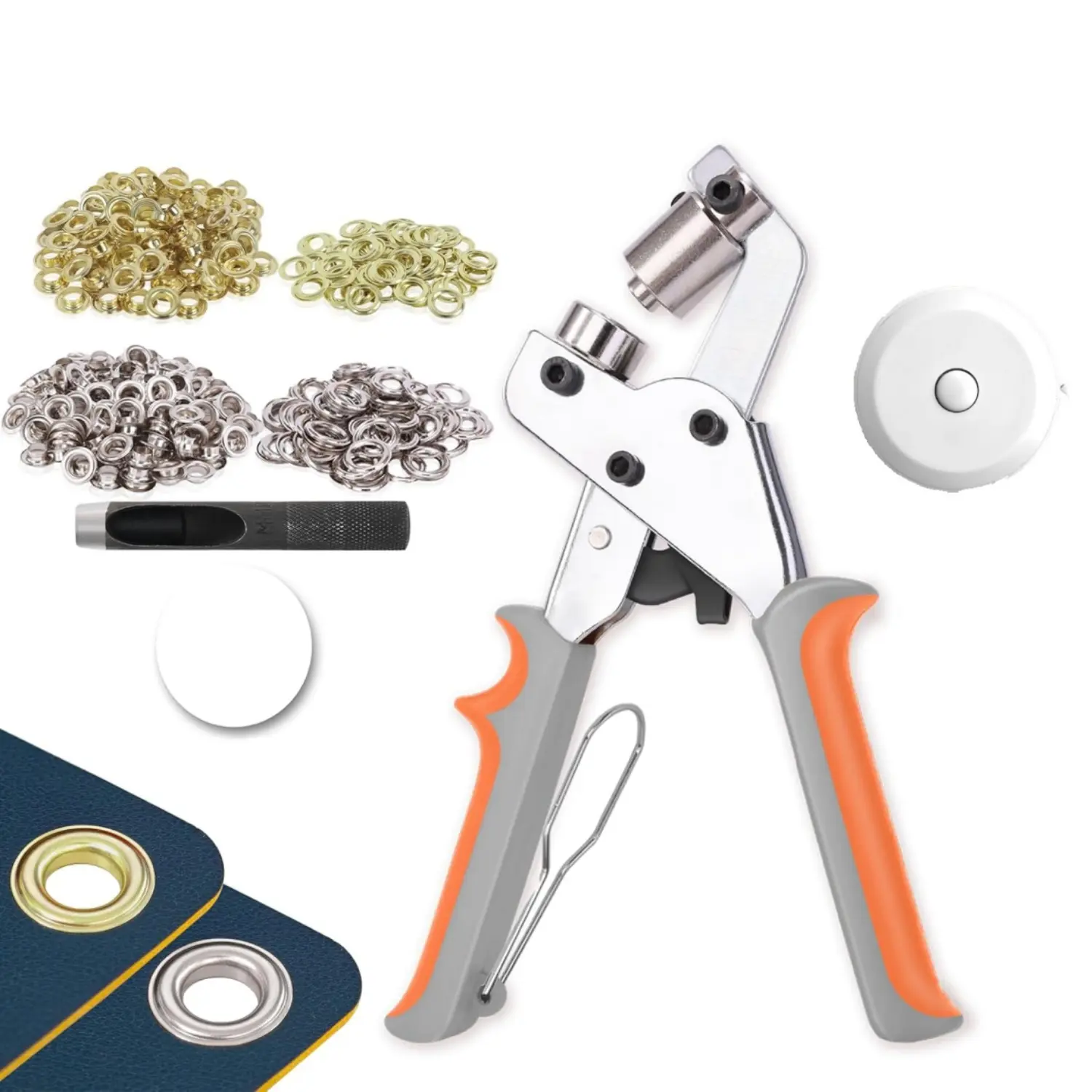Grommet Tool Kit with 200 Sets 3/8 Inch 10mm Grommets, Heavy Duty Grommet Kit, Grommets Pucher with Hole Punch and Eyelets, Eyelet Pliers Kit for Tarp, Fabric, Banner, Canvas, Leather - Home Improvement.