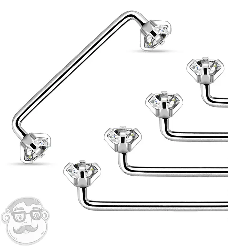 CZ Prong Stainless Steel Internally Threaded Surface Bar Body Jewelry Accessory with Threaded End Barbell