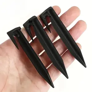 50pcs Tent Nails, Beach Nails, Garden Mower Boundary Cable Accessories, Plastic Grounding Stakes, Camping Outdoor Sawtooth Thread Ground Nails, Windproof Fixing Nails