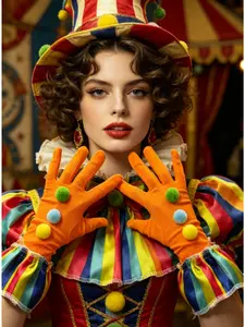 Clown costume accessories holiday party gloves adult performance gloves polka dot striped gloves Christmas gloves colorful